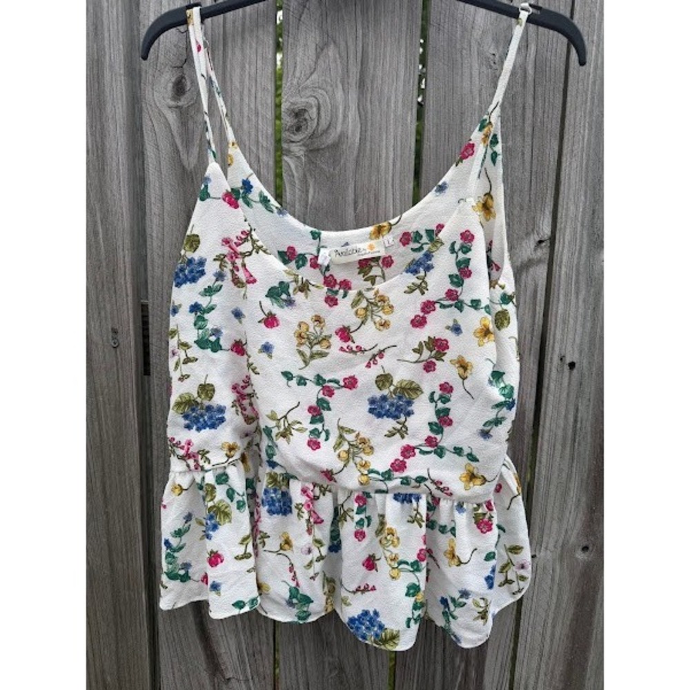 Cottagecore Floral Peplum Available by Angela Fashion Camisole Women L White
